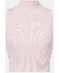 Courreges - Ribbed Cotton And Wool Tank Top - Lyst