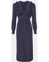 Alessandra Rich - Belted Polka-Dot Silk Midi Dress - Lyst