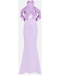 Safiyaa - Louella Crepe And Satin Halterneck Gown - Lyst