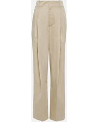Bottega Veneta - High-rise Cotton And Silk Wide-leg Pants - Lyst