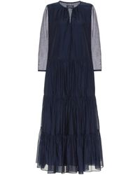 Max Mara Arold Cotton And Silk Maxi Dress - Blue