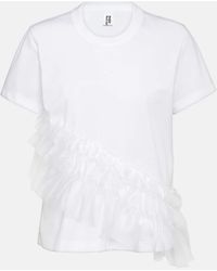 Noir Kei Ninomiya - Tulle-trimmed Cotton Jersey T-shirt - Lyst