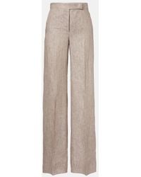 Max Mara - Deserto Herringbone Linen Wide-Leg Pants - Lyst