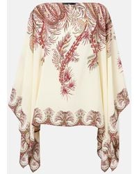 Etro - Printed Silk Crepe De Chine Poncho - Lyst