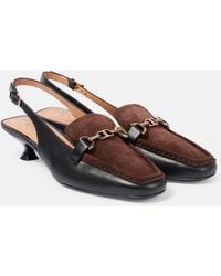 Tod's - 35 Leather Slingback Loafer Pumps - Lyst