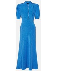 Alessandra Rich - Polka-Dot Silk Maxi Dress - Lyst