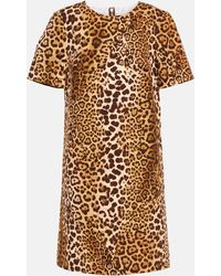 Carolina Herrera - Leopard-print Cotton-blend Minidress - Lyst