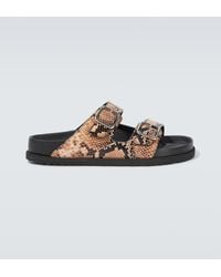 Birkenstock - Arizona Snake-Effect Leather Sandals - Lyst