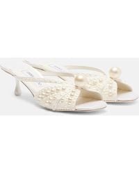 Jimmy Choo - Siva 50 Embellished Satin Mules - Lyst