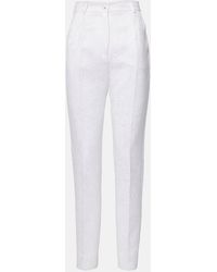 Dolce & Gabbana - Cotton-Blend Brocade Slim Pants - Lyst