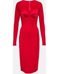 Dolce & Gabbana - Corset Silk-satin Midi Dress - Lyst