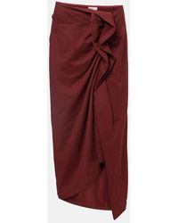 Dries Van Noten - Falda Midi De Algodon Con Volantes - Lyst