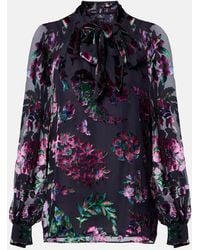 Etro - Printed Tie-Neck Blouse - Lyst