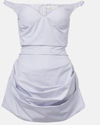 Magda Butrym - Vestido Bustier Drapeado En Popelin De Algodon - Lyst