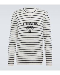 Prada - Logo Striped Wool And Cashmere Sweater - Lyst