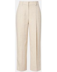 Brunello Cucinelli - Cropped Linen And Silk-Blend Wide-Leg Pants - Lyst