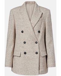 Brunello Cucinelli - Double-Breasted Wool And Silk-Blend Blazer - Lyst