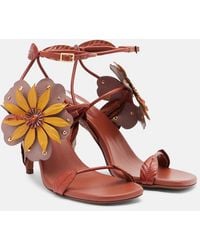 Zimmermann - Brightside Floral-Applique Leather Sandals - Lyst