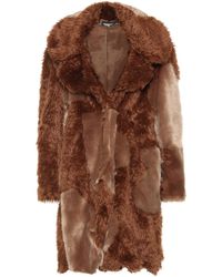 Stella McCartney Coat Of Faux Fur Patchwork - Brown