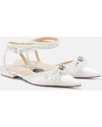Mach & Mach - Double Bow Embellished Satin Ballet Flats - Lyst