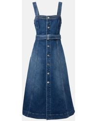 Jonathan Simkhai - Alba Belted Denim Midi Dress - Lyst