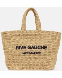 Saint Laurent - Rive Gauche Raffia Tote Bag - Lyst