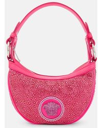 Versace - Crystal Repeat Mini Embellished Leather Shoulder Bag - Lyst