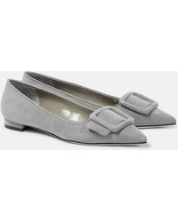Manolo Blahnik - Maysalepumpflat Suede Ballet Flats - Lyst
