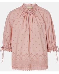 Valentino - Broderie Anglaise Cotton Blouse - Lyst