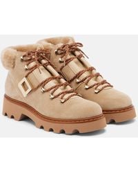 Roger Vivier - Viv' Rangers Suede Lace-Up Boots - Lyst
