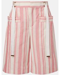 Chloé - Striped Cotton Bermuda Shorts - Lyst