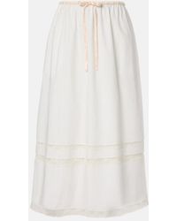 Posse - Alma Lace-Trimmed Midi Skirt - Lyst