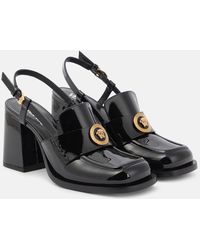 Versace - Alia Patent Leather Slingback Loafer Pumps - Lyst