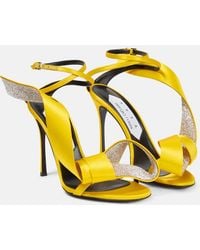 Area - X Sergio Rossi Marquise Embellished Satin Sandals - Lyst