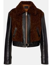 Prada - Belted Shearling-Trimmed Leather Jacket - Lyst