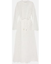 Zimmermann - Besticktes Maxikleid Ottie Aus Baumwolle - Lyst