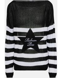 Balmain - Logo Embroidery Striped Sweater - Lyst