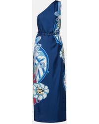 La DoubleJ - Roy Printed One-Shoulder Silk Twill Maxi Dress - Lyst