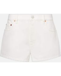 Gucci - Leather-Trimmed Denim Shorts - Lyst