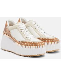 Chloé - Baskets Compensees Nama A Finition En Cuir Et Daim - Lyst
