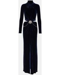 Rabanne - Verziertes Maxikleid Aus Samt - Lyst