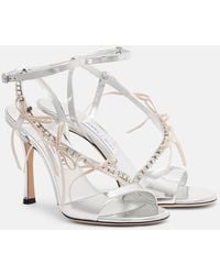 Jimmy Choo - Sandales Lula 100 En Cuir Metallise A Cristaux - Lyst