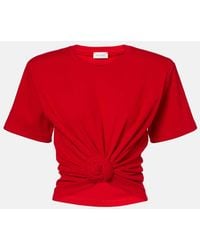 Magda Butrym - Knotted Cropped Cotton-Blend Jersey T-Shirt - Lyst