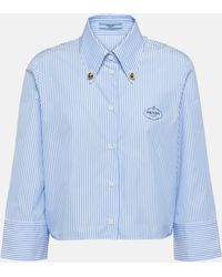 Prada - Striped Cropped Cotton-blend Shirt - Lyst