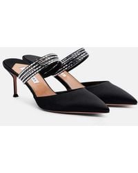 Aquazzura - Luce 65 Embellished Satin Mules - Lyst