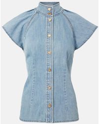Zimmermann - Crush Flutter Sleeve Denim Shirt - Lyst