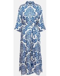 Max Mara - Camelia Printed Silk Midi Dress - Lyst
