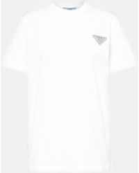 Prada - T-shirt Aus Besticktem Jersey - Lyst