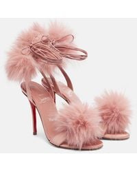 Christian Louboutin - Patapompom 100 Crepe Satin Sandals - Lyst