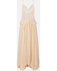 Blumarine - Lace-Trimmed Georgette Maxi Dress - Lyst
